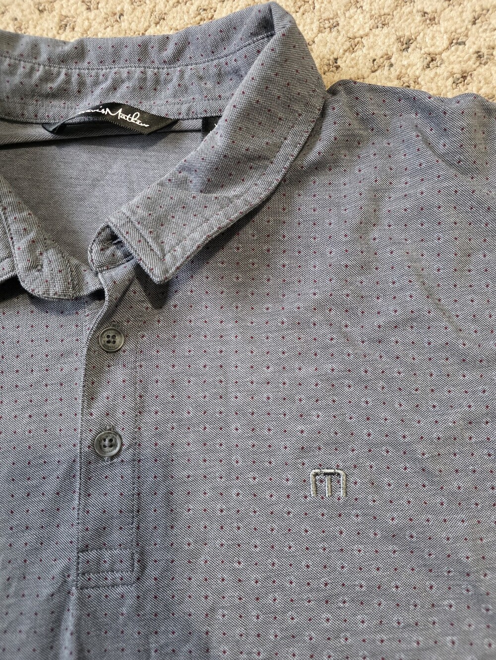 Travis Mathew Men's Heather Slate Blue Polo